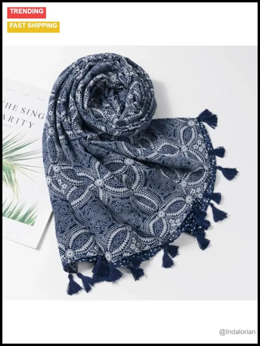 Lightweight Soft Floral Leopard Printed Fashion Scarf Shawl Wrap with Fringe